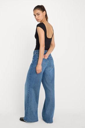 Good American Womens Super Stretch Open Back Bodysuit Suit | Black, Size Medium | Good American by Khlo&Egrave; Kardashian