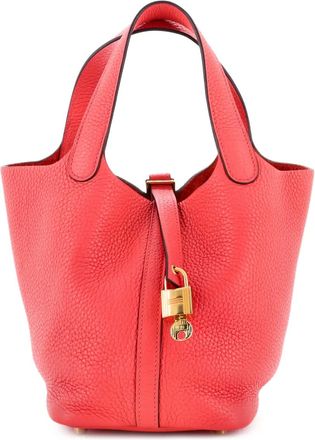 Herm&egrave;s Borsa a secchiello Picotin Lock PM in pelle Clemence - Rosso