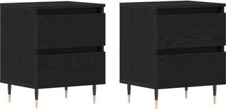 vidaXL Vidaxl - Bedside Cabinet 2 pcs Black oak 40 x 35 x 50 cm Engineered wood