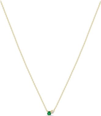 Zo&euml; Chicco 14K Gold Mixed Stone Pendant Necklace in Yellow Gold/Emerald at Nordstrom, Size 16