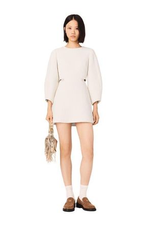 Maje Short balloon-sleeve tweed dress in Ecru at Nordstrom, Size 36 Eu