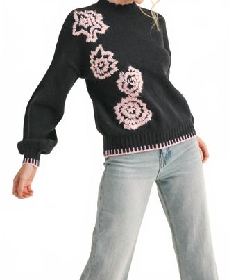 Merci Abigail Flower Detail Sweater In Black