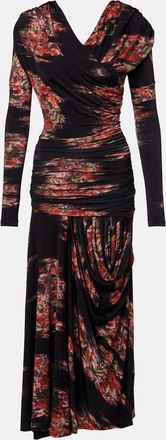 Ganni Floral ruched jersey maxi dress