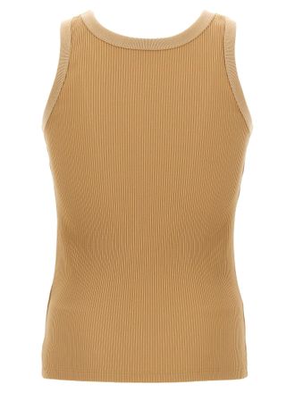 Fendi Fendi Crest-Embroidered Ribbed Tank Top - Beige