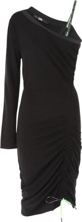Karl Lagerfeld Cord Detail Jersey Dress - Dames - Korte kleedjes - Zwart - M - Kleedjes