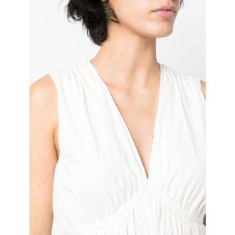 Brunello Cucinelli Womens Off White Sleeveless Dress, Size L