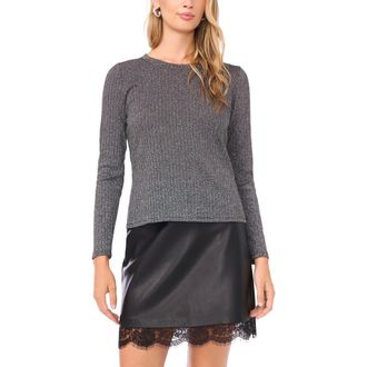 Vince Camuto Metallic Long Sleeve Top in Rich Black at Nordstrom Rack, Size X-Large