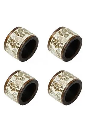 Tiramisu Gilded Mosaic Set of 4 Napkin Rings in Gold/Brown at Nordstrom Rack