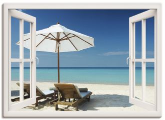 Artland Wandbild »Fensterblick - Zwei Liegestühle« Fensterblick 1 Stk. tlg. als Leinwandbild, Wandaufkleber in verschied. Grössen