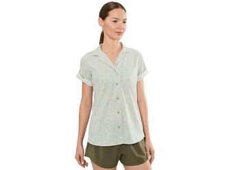 Royal Robbins Spotless Evolution Meadow Short Sleeve Womens Clothing Sage Leaf Briar Print : LG, Elastane/Polyester