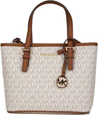 Michael Kors Womens Jet Set Travel Extra-Small Cryl Convertible Top-Zip Tote - Cream Canvas - One Size