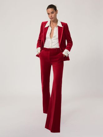 Reiss Red Velvet Tuxedo-stripe Flared Trousers, 14R