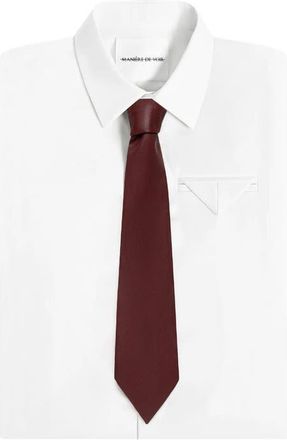 Mani&egrave;re De Voir Ash Leather Tie in Wine Red at Nordstrom