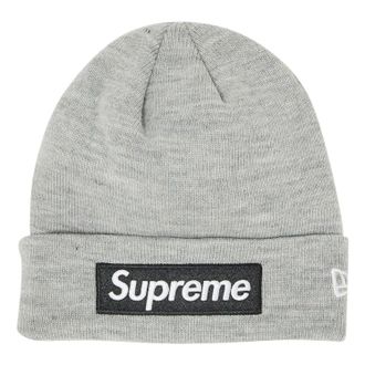 SUPREME x New Era Box Logo Beanie Heather Grey FW22BN10-HEATHER-GREY
