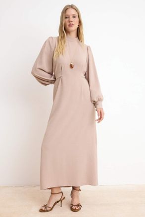 Trendyol Modest Dames Beige Effen Maxi Lang Casual Recht Modest Jurken