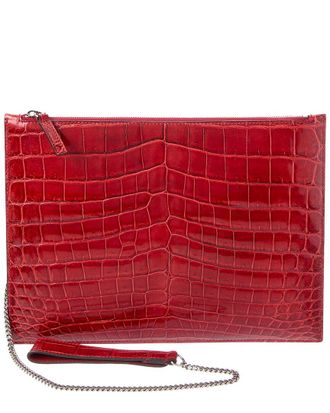 Gucci Croc-Embossed Leather Pouch