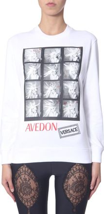 Versace White Graphic Crew Neck Sweatshirt