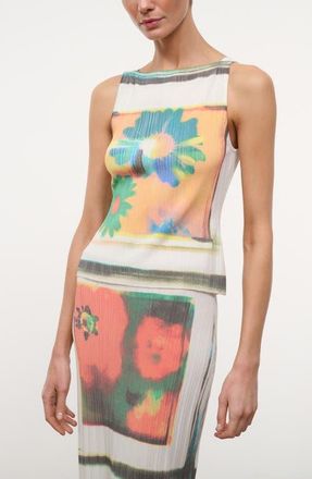 Staud Bryn Floral Print Ribbed Tank in Superbloom at Nordstrom, Size X-Small