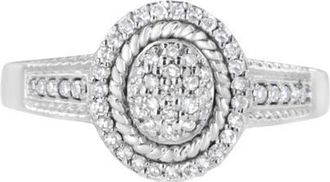 House of Brilliance Silver 1/3 Cttw Pave Set Round-Cut Diamond Braided Halo Cocktail Ring in White at Nordstrom, Size 8