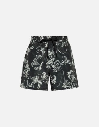 Versace Mens Nylon Baroque All Over Black Shorts - Size: 33/32/32