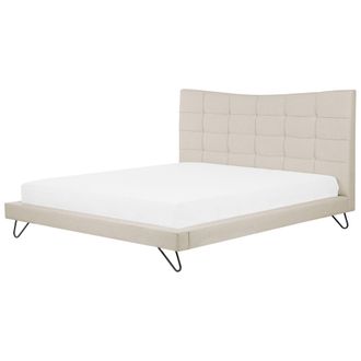 Beliani Beliani - Cama Con Somier Baja Cabecero C&oacute;ncavo De Tela Beige 180 X 200 Cm Lannion