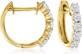 Ross-Simons Diamond Huggie Hoop Earrings in 14kt Yellow Gold