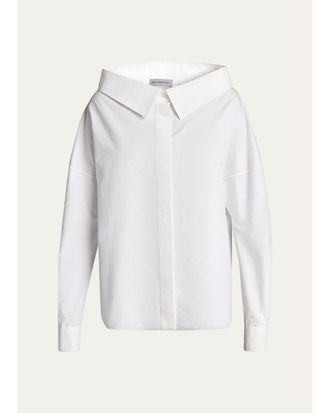 Balenciaga Stola Oversized-Collar Poplin Shirt