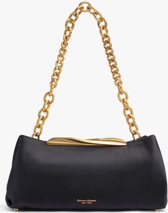 DKNY Poplin Satin Clutch in Blk/gold at Nordstrom