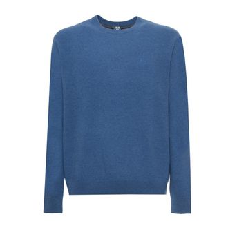 Sergio Tacchini Mens Crew Neck Knit Sweater - Blue Cotton - Size X-Large