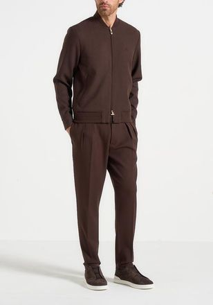 Mani&egrave;re De Voir Sami - Tailored Wool Blend Bomber in Brown at Nordstrom, Size X-Small
