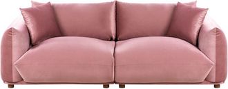 Beliani Sofá moderno de 3 plazas de terciopelo con cojines sala de estar tapicería rosa Luvos