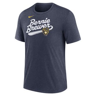 Nike Milwaukee Brewers Slides Nike Mens MLB T-Shirt in Blue | NJFDEX52MZB-GL8