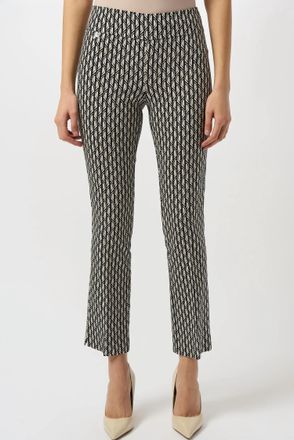 Joseph Ribkoff Geometric Print Pull-On Straight Leg Pants In Black/moonstone