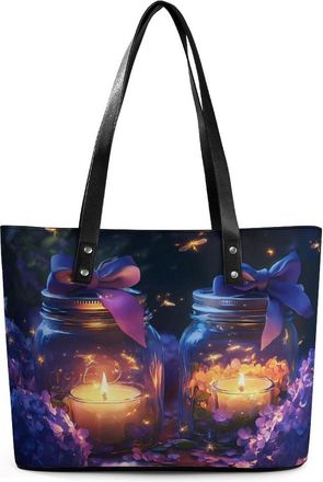Generic Fireflies Jar Tote Bags for Women Cute Shoulder Purses Handbags