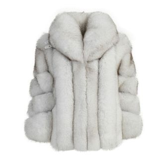 Wanan Luxury Jacket Nevel Grey Natural Fox Fur