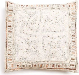 Studio Variously Maze Brown Handwoven Hand Embroidered Organic Cotton Pillow in Coral/brown at Nordstrom