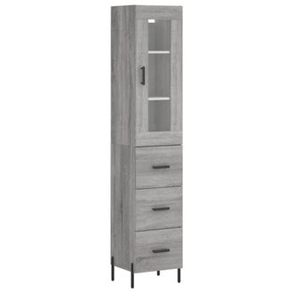 vidaXL Aparador Alto Madera Contrachapada Gris Sonoma 34,5x34x180 Cm Vidaxl