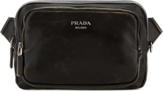 Prada Dark Brown Logo Small Crossbody Bag