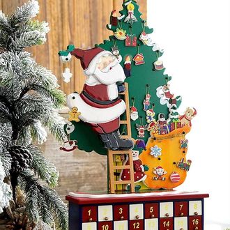 Trade Shop Trade Shop Traesio - Calendario Dellavvento Babbo Natale In Legno 24 Cassetti Decorazioni Natalizie