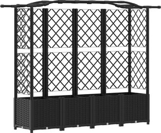 vidaXL Cama Elevada Con Trellis Y Techo Negro 204 X 40 X 138 Cm Pp Vidaxl