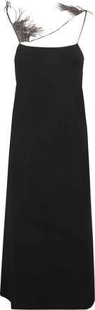 Jil Sander Elegante Zwarte Maxi Jurk - Dames - Maxi kleedjes - Zwart - XS - Polyester - Kleedjes