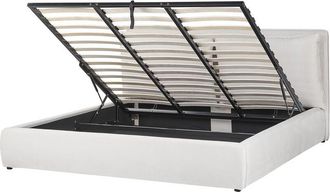 Beliani Beliani - Cama con almacenaje de terciopelo blanco crema 180 x 200 cm otomana Bajonna