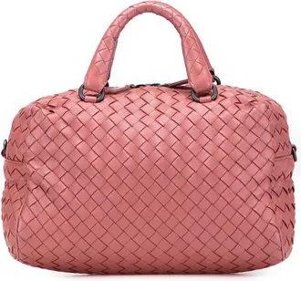 Bottega Veneta Pre-owned Womens Boston Top Handle Handbag - Rose Gold Leather - One Size