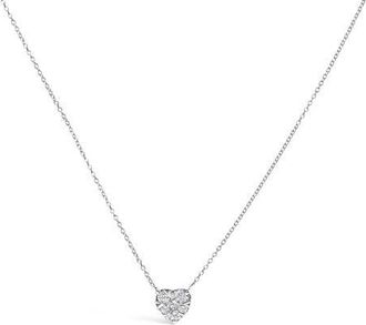 House of Brilliance 14K White Gold 1/4 Cttw Diamond Composite Heart Pendant Necklace at Nordstrom