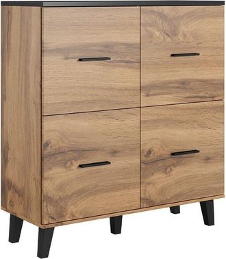 Mirjan24 Mobilier1 - Aparador Larfloi 105, Roble Wotan + Negro, 119x110cm, N&uacute;mero De Puertas: 045cm, Estanter&iacute;as, Aglomerado Laminado