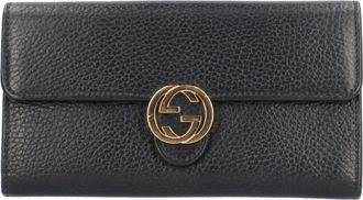 Gucci Black Leather Long Wallet (Bi-Fold) (Pre-Owned)