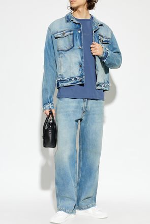 Maison Margiela T-shirt With Logo, Mens, Navy Blue