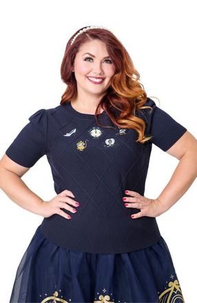Unique Vintage Plus Size Embroidered Sweater in Navy at Nordstrom, Size 3X