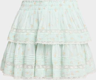 LoveShackFancy Floral Ruffle Mini Skirt
