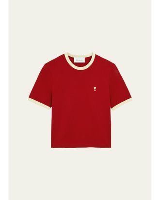Ami Mens Contrast-Trim Short-Sleeve T-Shirt